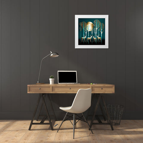 Mid Century Deer 12 White Modern Wood Framed Art Print by Heere, Ray