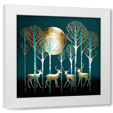 Mid Century Deer 12 White Modern Wood Framed Art Print by Heere, Ray
