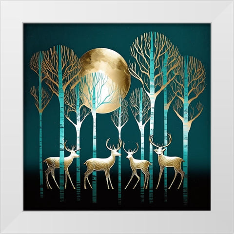 Mid Century Deer 12 White Modern Wood Framed Art Print by Heere, Ray