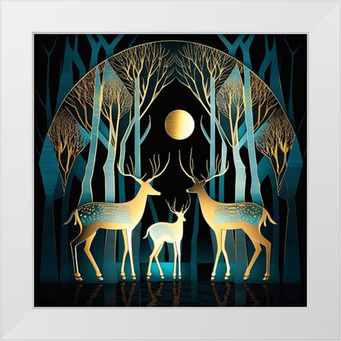 Mid Century Deer 13 White Modern Wood Framed Art Print by Heere, Ray