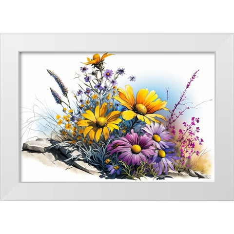 Watercolor Wildflowers 2 White Modern Wood Framed Art Print by Heere, Ray