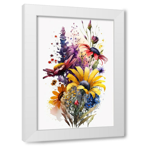 Watercolor Wildflowers 21 White Modern Wood Framed Art Print by Heere, Ray