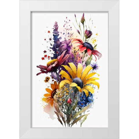 Watercolor Wildflowers 21 White Modern Wood Framed Art Print by Heere, Ray
