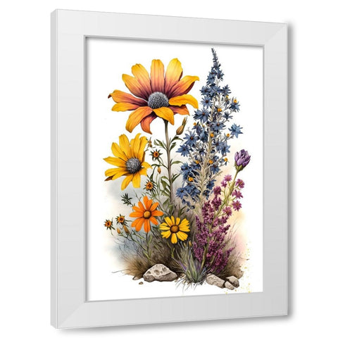 Watercolor Wildflowers 23 White Modern Wood Framed Art Print by Heere, Ray