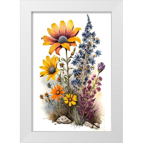Watercolor Wildflowers 23 White Modern Wood Framed Art Print by Heere, Ray