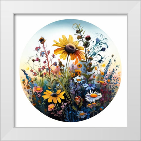 Watercolor Wildflowers 34 White Modern Wood Framed Art Print by Heere, Ray