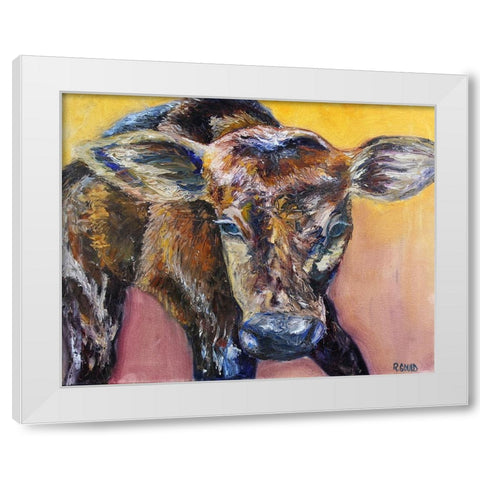 First Calf of the Year White Modern Wood Framed Art Print by Gould, Renee