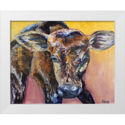 First Calf of the Year White Modern Wood Framed Art Print by Gould, Renee