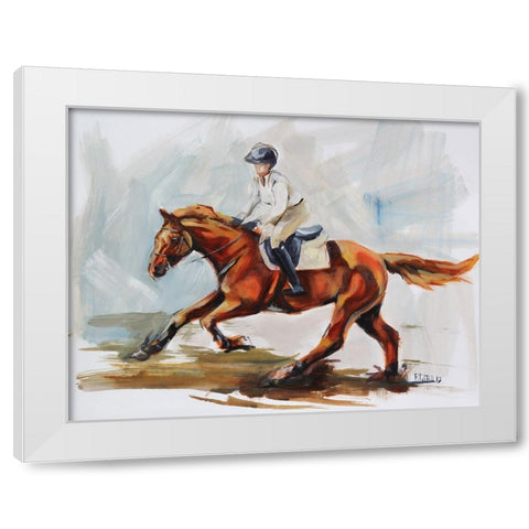 Galloping White Modern Wood Framed Art Print by Gould, Renee