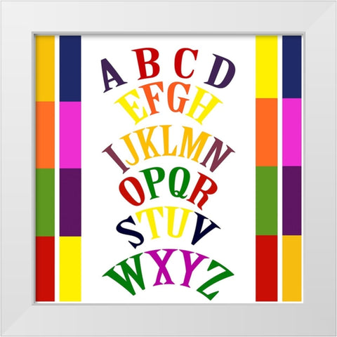 Rainbow Alphabet-3 White Modern Wood Framed Art Print by Homawoo, Richard