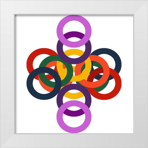 Rainbow Circles-3 White Modern Wood Framed Art Print by Homawoo, Richard