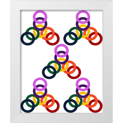 Rainbow Circles-5 White Modern Wood Framed Art Print by Homawoo, Richard