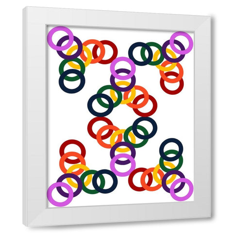 Rainbow Circles-16 White Modern Wood Framed Art Print by Homawoo, Richard
