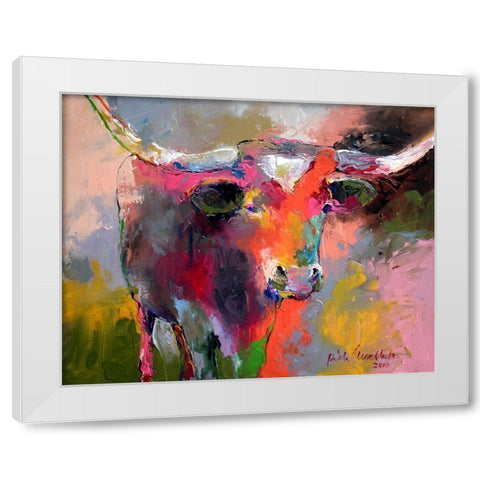 Texas Longhorn White Modern Wood Framed Art Print by Wallich, Richard