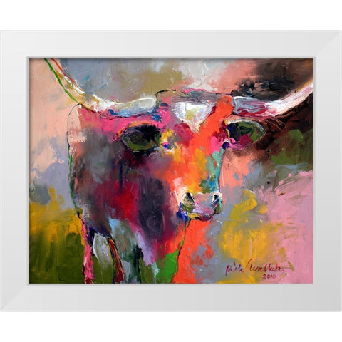 Texas Longhorn White Modern Wood Framed Art Print by Wallich, Richard