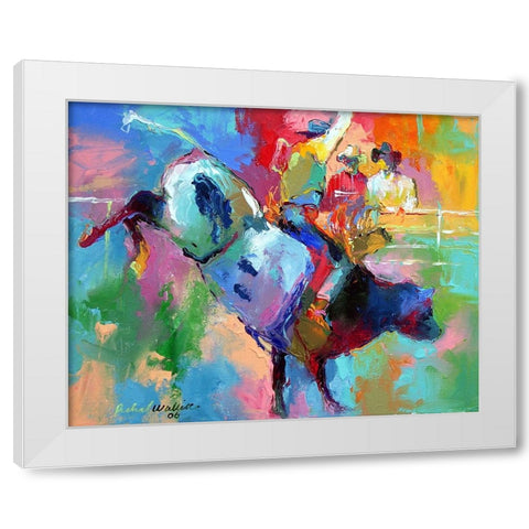 Bull Riding White Modern Wood Framed Art Print by Wallich, Richard