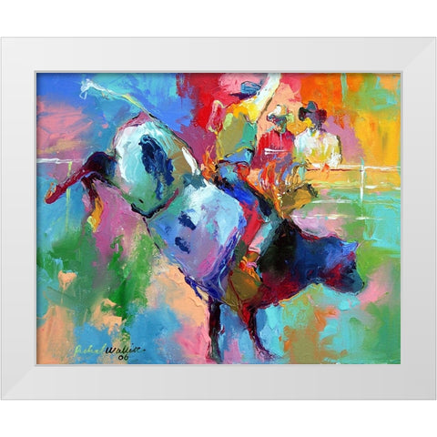 Bull Riding White Modern Wood Framed Art Print by Wallich, Richard