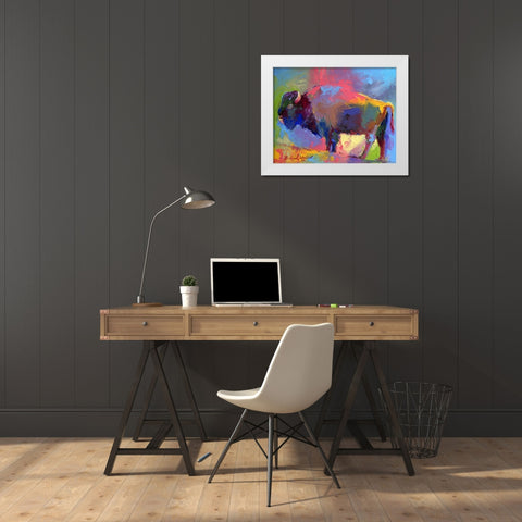 Buffalo White Modern Wood Framed Art Print by Wallich, Richard