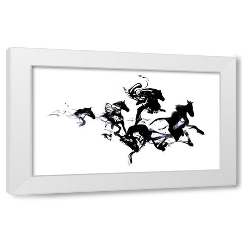 Black Horses White Modern Wood Framed Art Print by Farkas, Robert