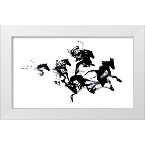 Black Horses White Modern Wood Framed Art Print by Farkas, Robert