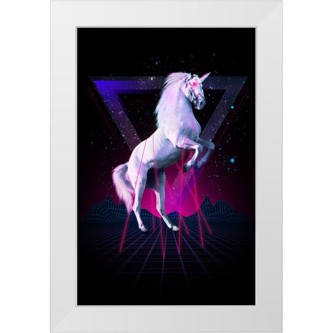 Last Laser Unicorn Tee White Modern Wood Framed Art Print by Farkas, Robert
