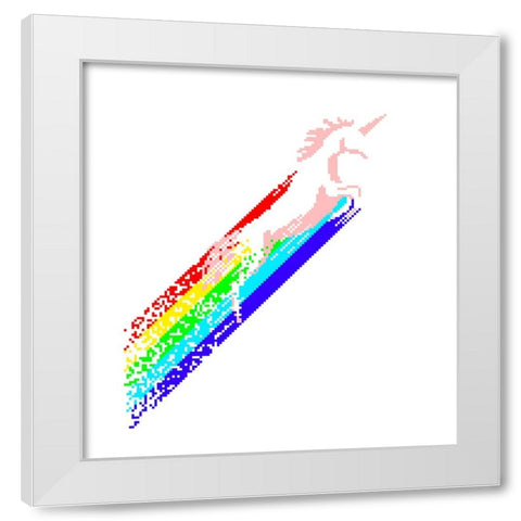 Pixel Unicorn White Modern Wood Framed Art Print by Farkas, Robert