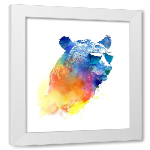 Sunny Bear 2 White Modern Wood Framed Art Print by Farkas, Robert