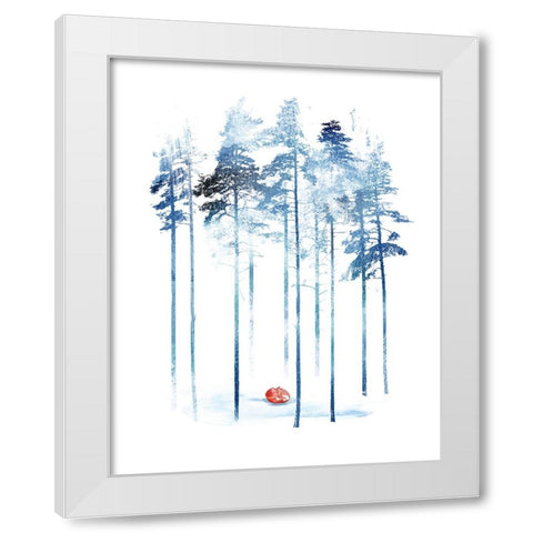 Sleeping In The Woods White Modern Wood Framed Art Print by Farkas, Robert