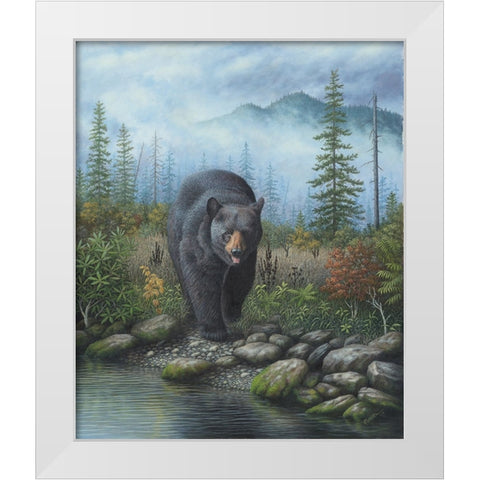 Smoky Mountain Black Bear White Modern Wood Framed Art Print by Wavra, Robert