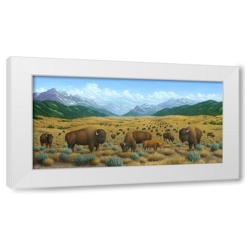 The Bison Trail White Modern Wood Framed Art Print by Wavra, Robert