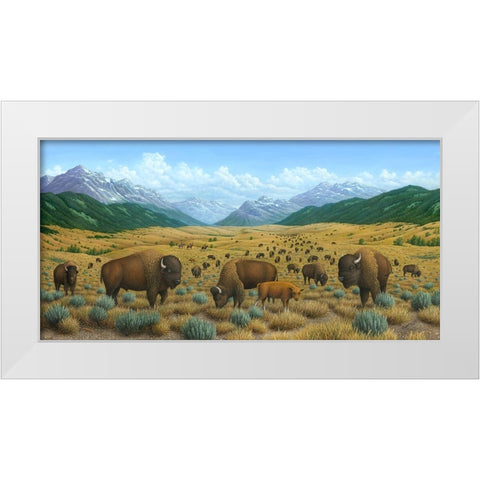 The Bison Trail White Modern Wood Framed Art Print by Wavra, Robert