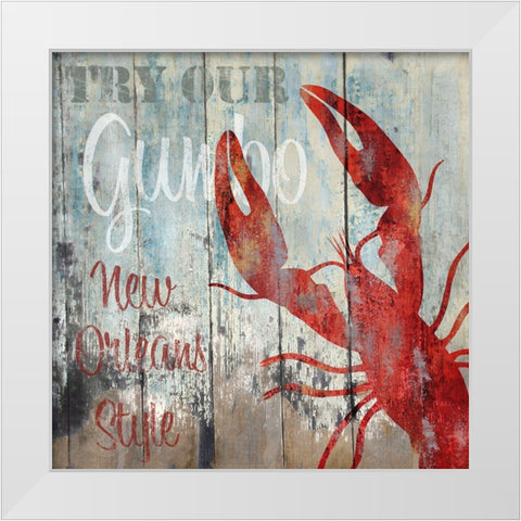 New Orleans Seafood I White Modern Wood Framed Art Print by Sasha