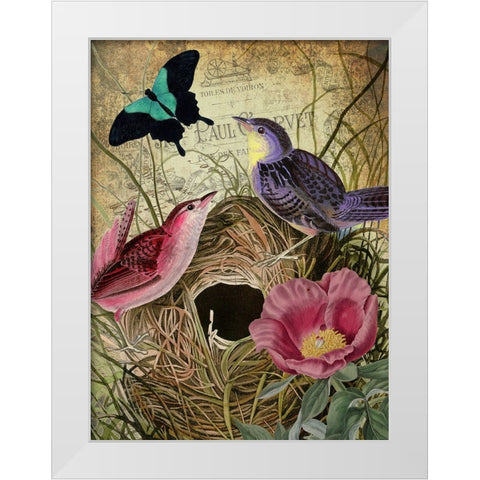 Petals and Wings IV White Modern Wood Framed Art Print by Sasha