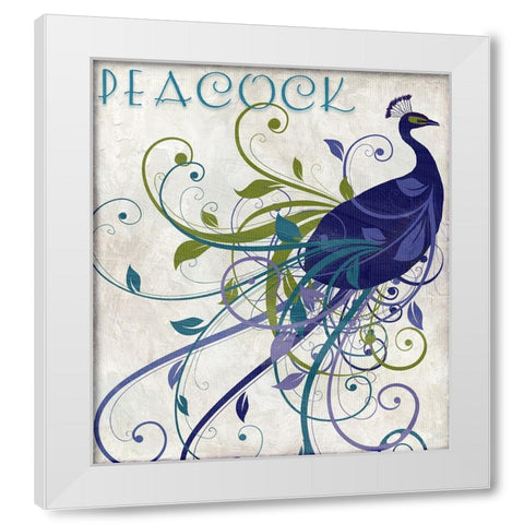 Peacock Nouveau I White Modern Wood Framed Art Print by Sasha