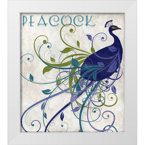 Peacock Nouveau I White Modern Wood Framed Art Print by Sasha