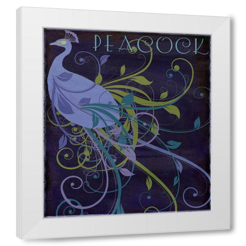 Peacock Nouveau II White Modern Wood Framed Art Print by Sasha
