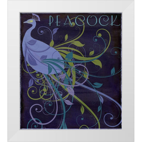 Peacock Nouveau II White Modern Wood Framed Art Print by Sasha