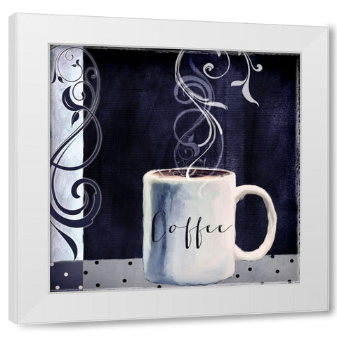 Cafe Blue I White Modern Wood Framed Art Print by Sasha