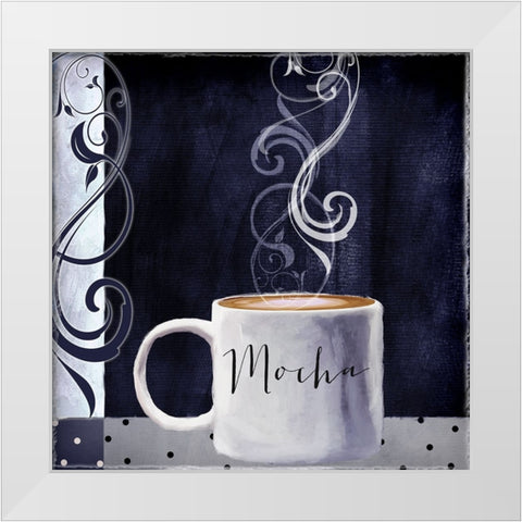 Cafe Blue III White Modern Wood Framed Art Print by Sasha