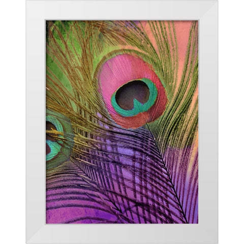 Peacock Candy III White Modern Wood Framed Art Print by Sasha