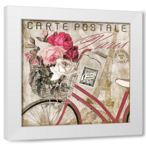 Postale Paris I White Modern Wood Framed Art Print by Sasha