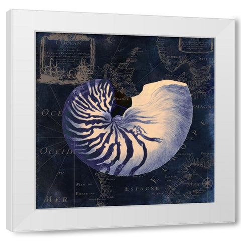 Maritime Blues V White Modern Wood Framed Art Print by Sasha