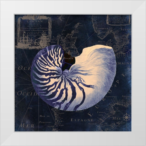Maritime Blues V White Modern Wood Framed Art Print by Sasha
