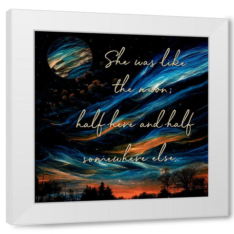 Half Here White Modern Wood Framed Art Print by Sasha