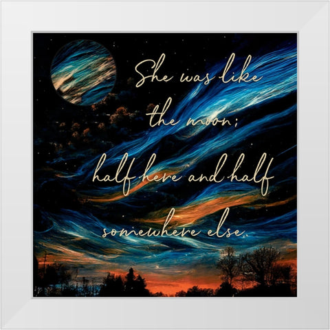 Half Here White Modern Wood Framed Art Print by Sasha