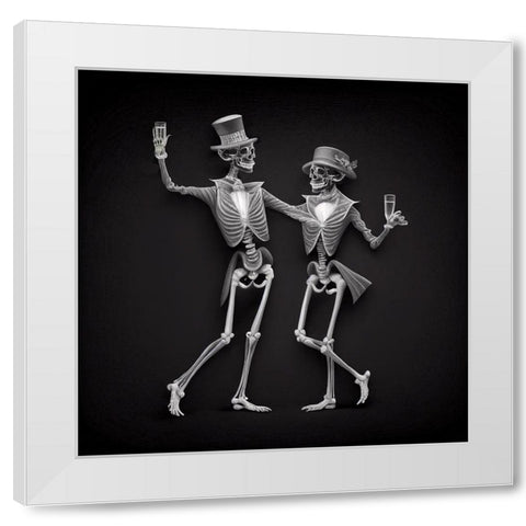 Skeleton I White Modern Wood Framed Art Print by Sasha