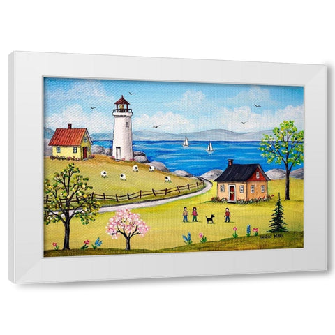 Blue Sea White Modern Wood Framed Art Print by Mark, Sharon