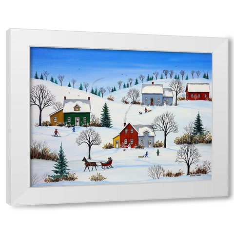 Country Neighbours White Modern Wood Framed Art Print by Mark, Sharon