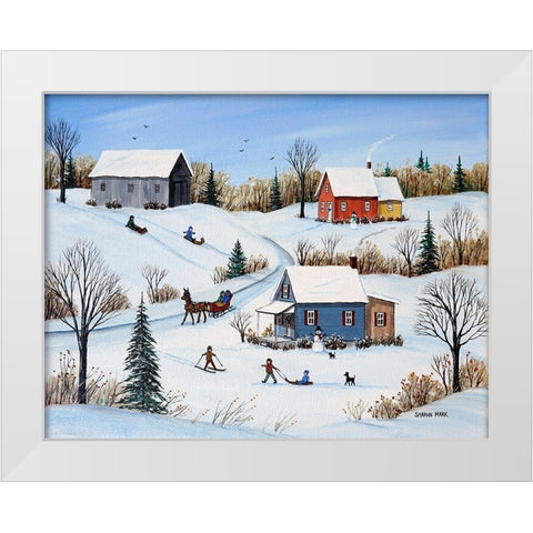 Country Road White Modern Wood Framed Art Print by Mark, Sharon