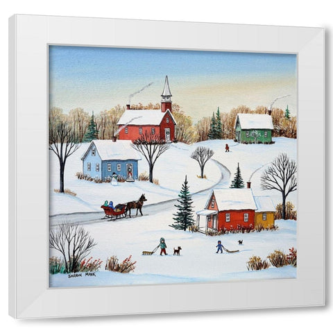 Fresh Snow White Modern Wood Framed Art Print by Mark, Sharon